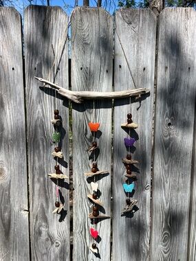 Handmade Driftwood Butterfly Wind Chime - Multicolor